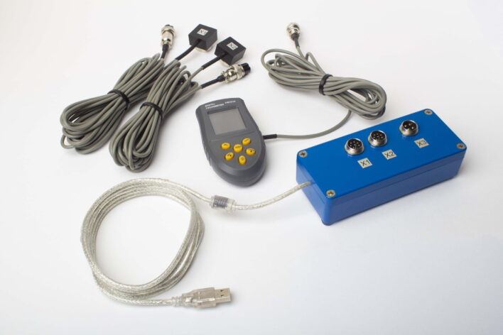 Portable dynamic balancing machine Balanset-1A in a rugged case with accessories